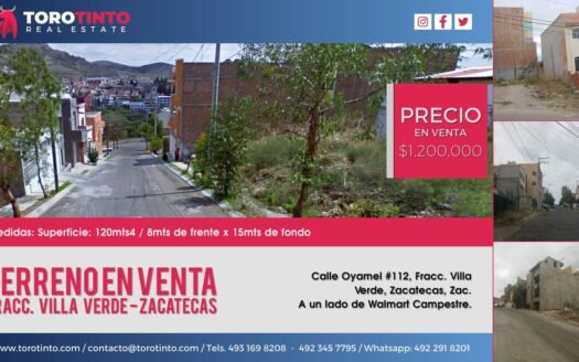 Terreno en Venta en Villa Verde, Zac.
