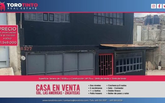 Casa en Venta en Col. Las Américas, Zac.