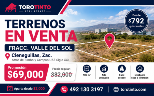 Venta de Terrenos en Valle del Sol – Cieneguillas, Zac.