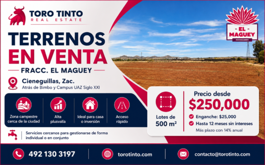 Venta de Terrenos en El Maguey – Cieneguillas, Zac.