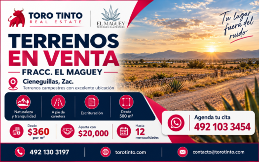 Venta de Terrenos en El Maguey – Cieneguillas, Zac. – TT-P4-1066