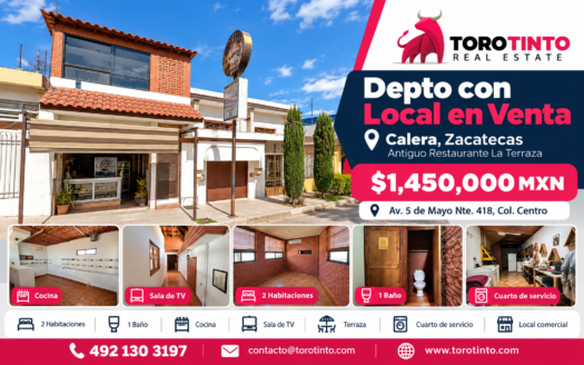 Venta de Departamento con Local Comercial en Calera, Zacatecas – TT-P2-1025