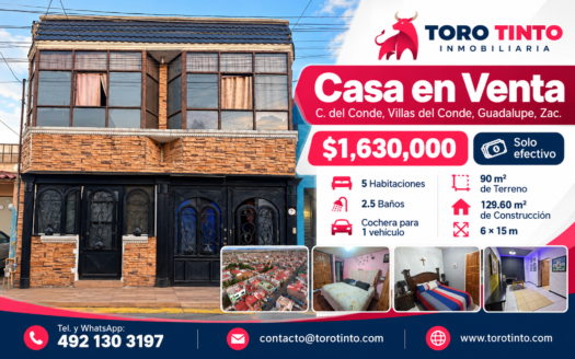 Casa en Venta en Calle del Conde, Villas del Conde, Guadalupe, Zac. – TT-P2-1023