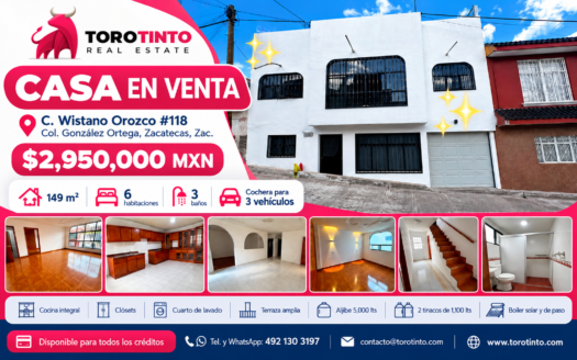 Casa en Venta en Col. González Ortega, Zacatecas