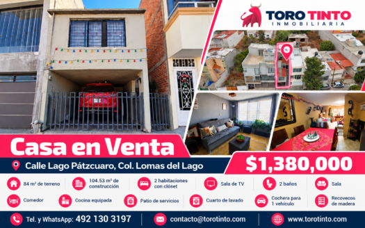 Casa en Venta en Calle Lago Pátzcuaro, Col. Lomas del Lago, Zacatecas