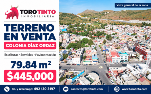 Terrenos en Col. Díaz Ordaz 79.84 mt2