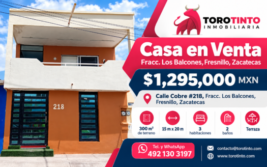 Casa en Venta en Fracc. Los Balcones, Fresnillo, Zac.
