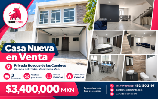 Casa Nueva en Venta en Colinas del Padre / Privada Bosque de las Cumbres – TT-P3-1073