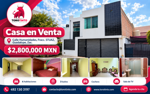 Casa en Venta en Calle Humanidades, Fracc. STUAZ, Guadalupe, Zac.