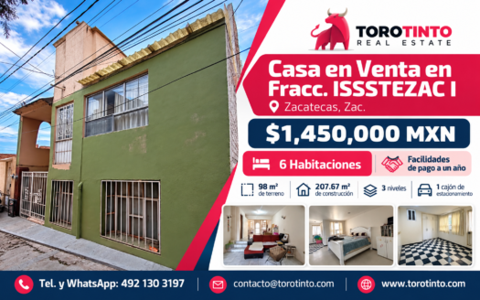 Casa en Venta en Fracc. ISSSTEZAC I, Zacatecas, Zac.