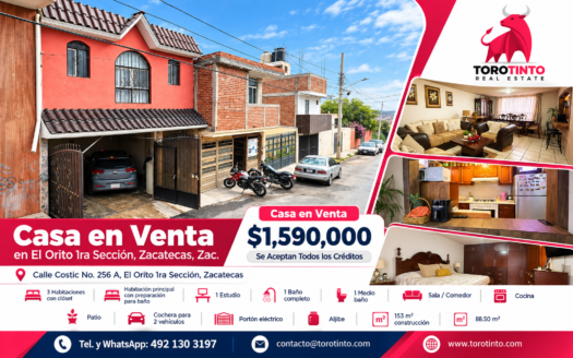 Casa en Venta en El Orito 1ra Sección, Zacatecas, Zac. – TT-P2-1035