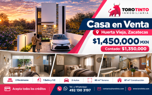 Casa de 2 Plantas en Venta en Huerta Vieja, Zacatecas – TT-P6-1098