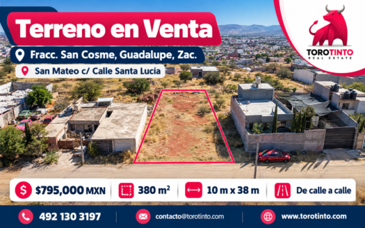 Terrenos en Venta en Fracc. San Cosme, Guadalupe, Zac. – TT-P2-1029
